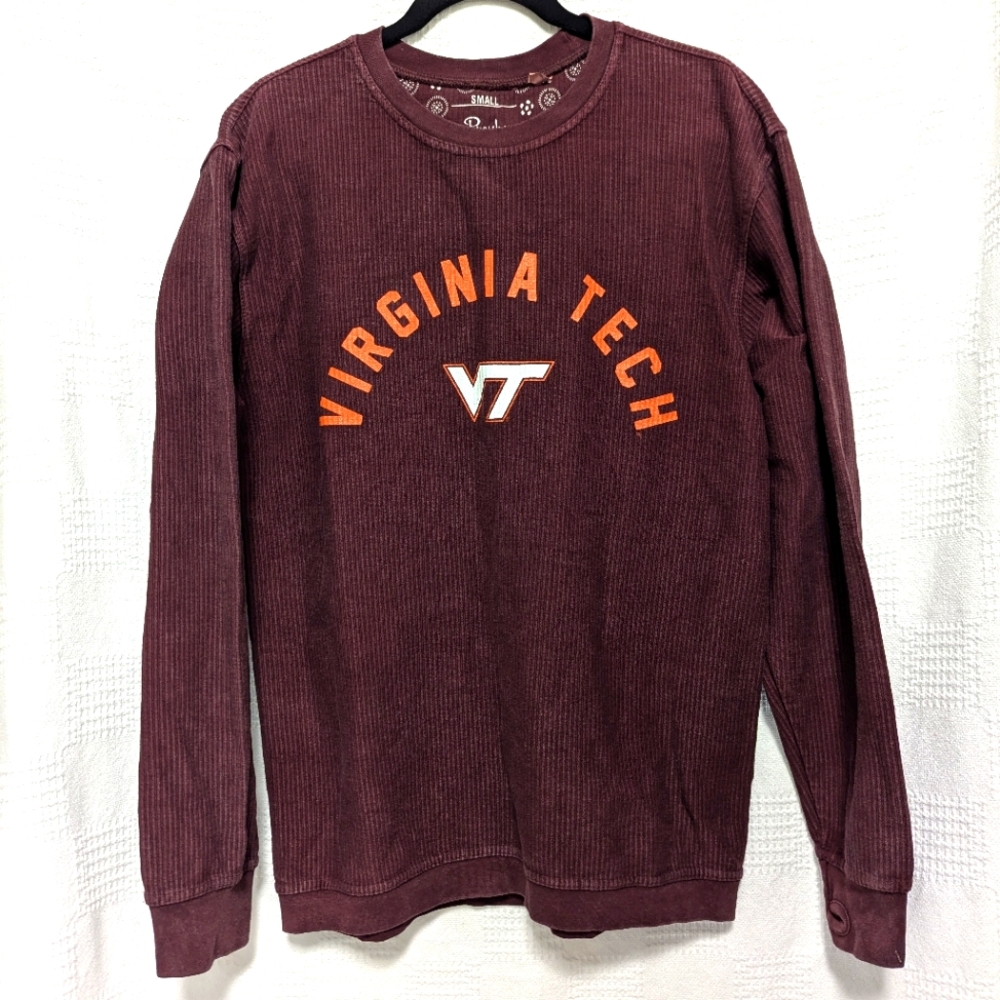 Burgundy Virginia Tech Long Sleeve 100% Cotton Tee - Unisex Small/Men's Small